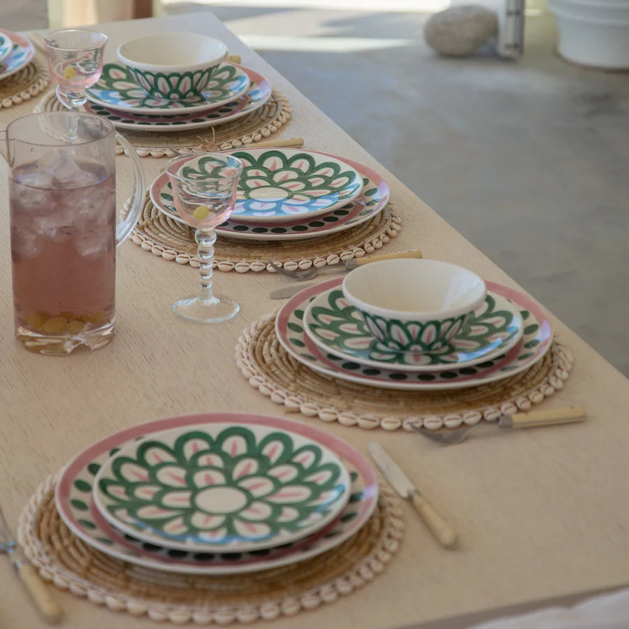 THEMIS Z Symi Dessert Plate Pink/Green Set/4