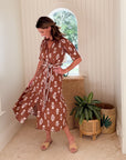 BEAU & RO Jane Dress Chocolate Flower