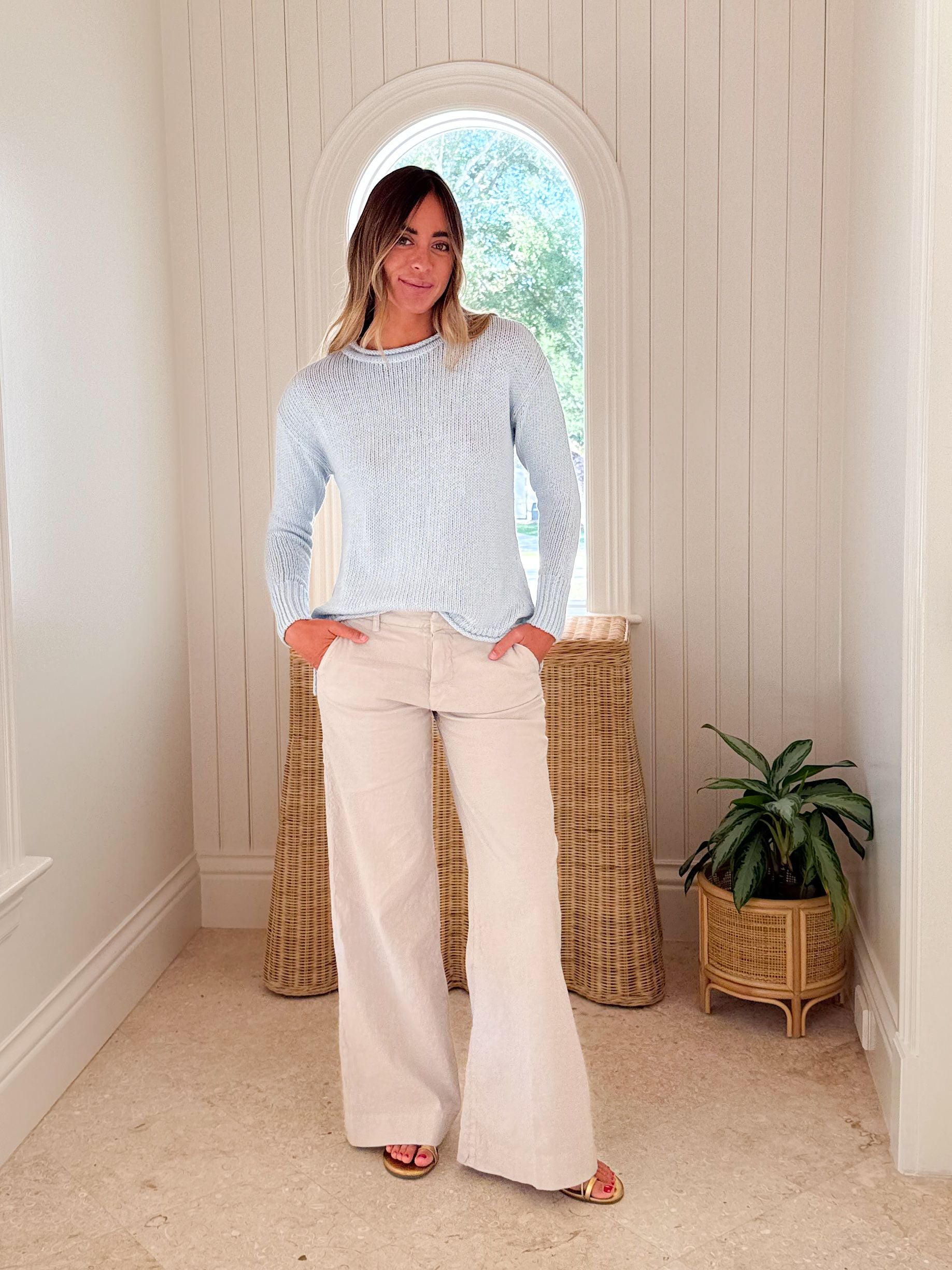 HIHO Relaxed Crew Sweater Misty Blue