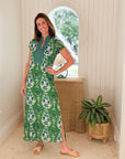 BELLA TU Lana Caftan Ikat Green