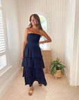 FELICITE Strapless Tier Maxi Navy