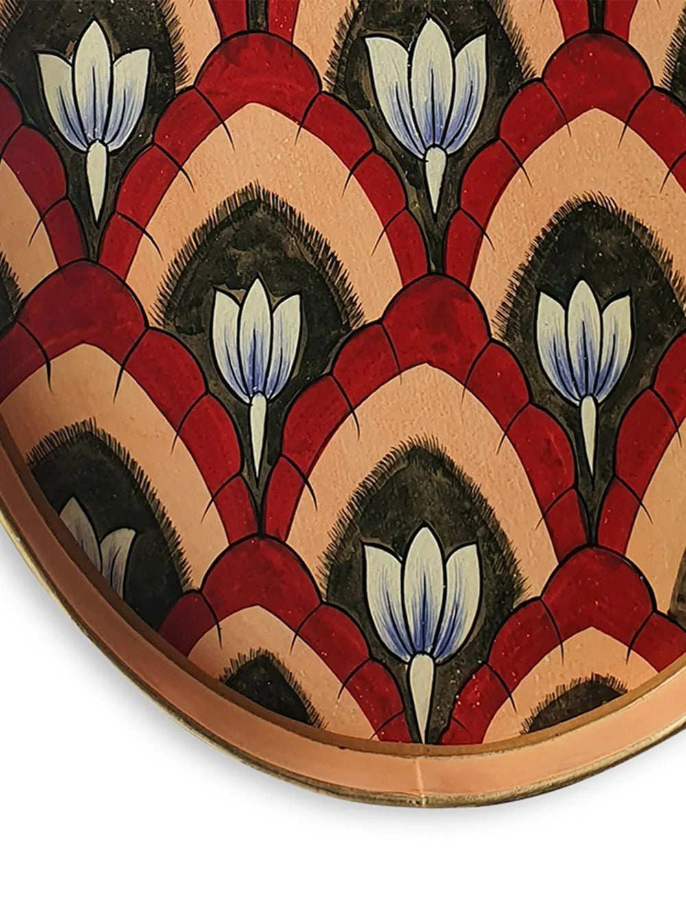 LES OTTOMANS Black &amp; Red Tulips Oval Tray