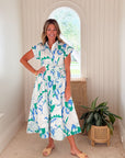 OLIPHANT Belted Shirt Dress Orchid Green