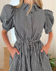 HUNTER BELL McCauley Dress Black/White Seersucker Gingham