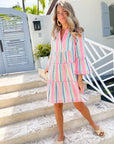 LOLA AUSTRALIA Morocco Mini Dress Fluro Multi Stripe