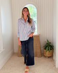 FRANK & EILEEN Eileen Button Up White/Navy Stripe