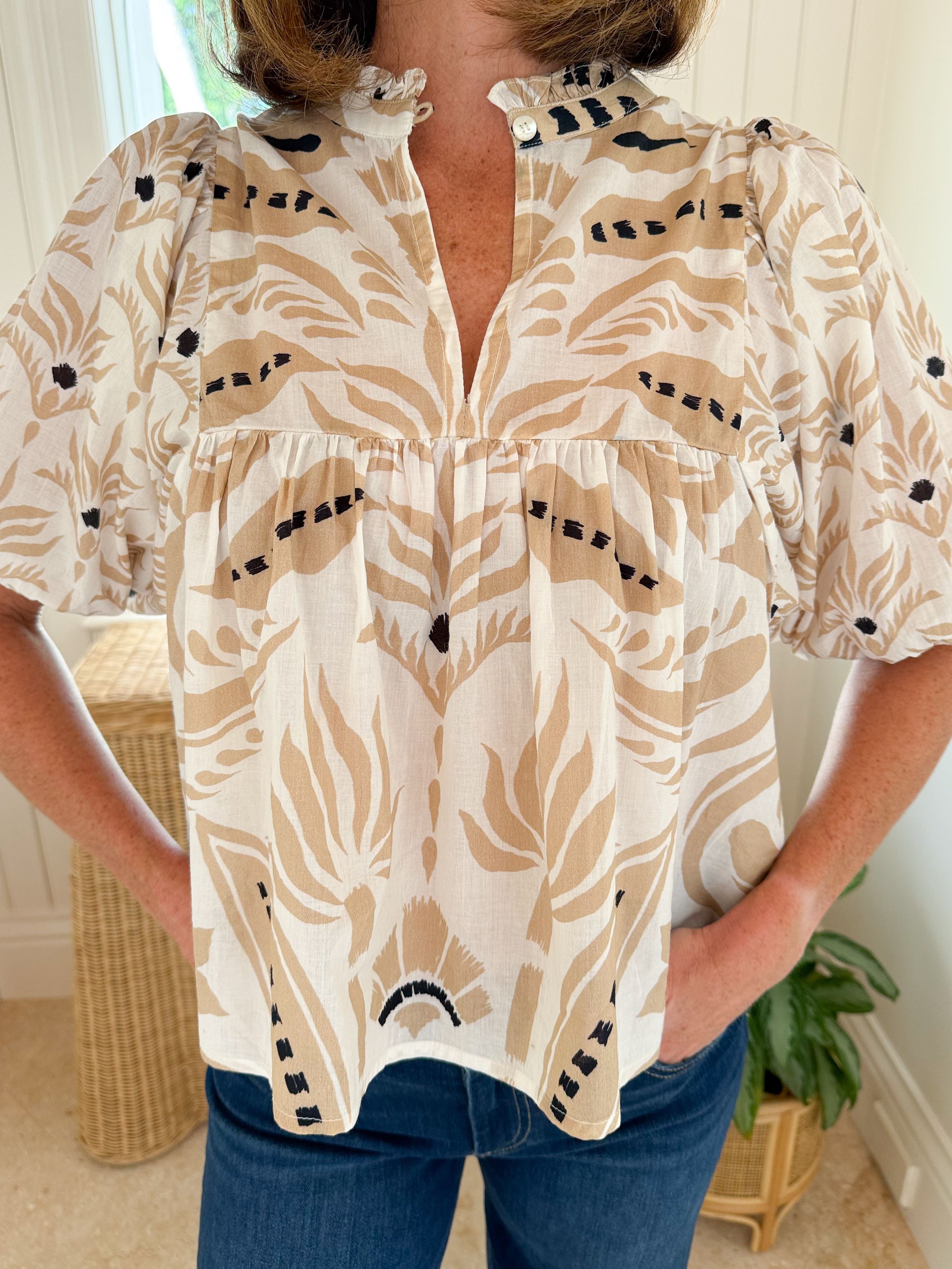OMIKA Wren Blouse Marina Chai