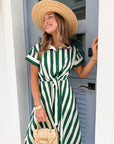 CARA CARA Asbury Dress Green/White Stripe