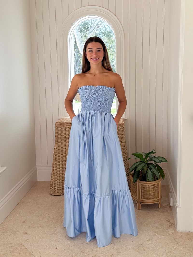 ciel maxi dress KASIA Cosmos Strapless Smocked Maxi Dress Ciel