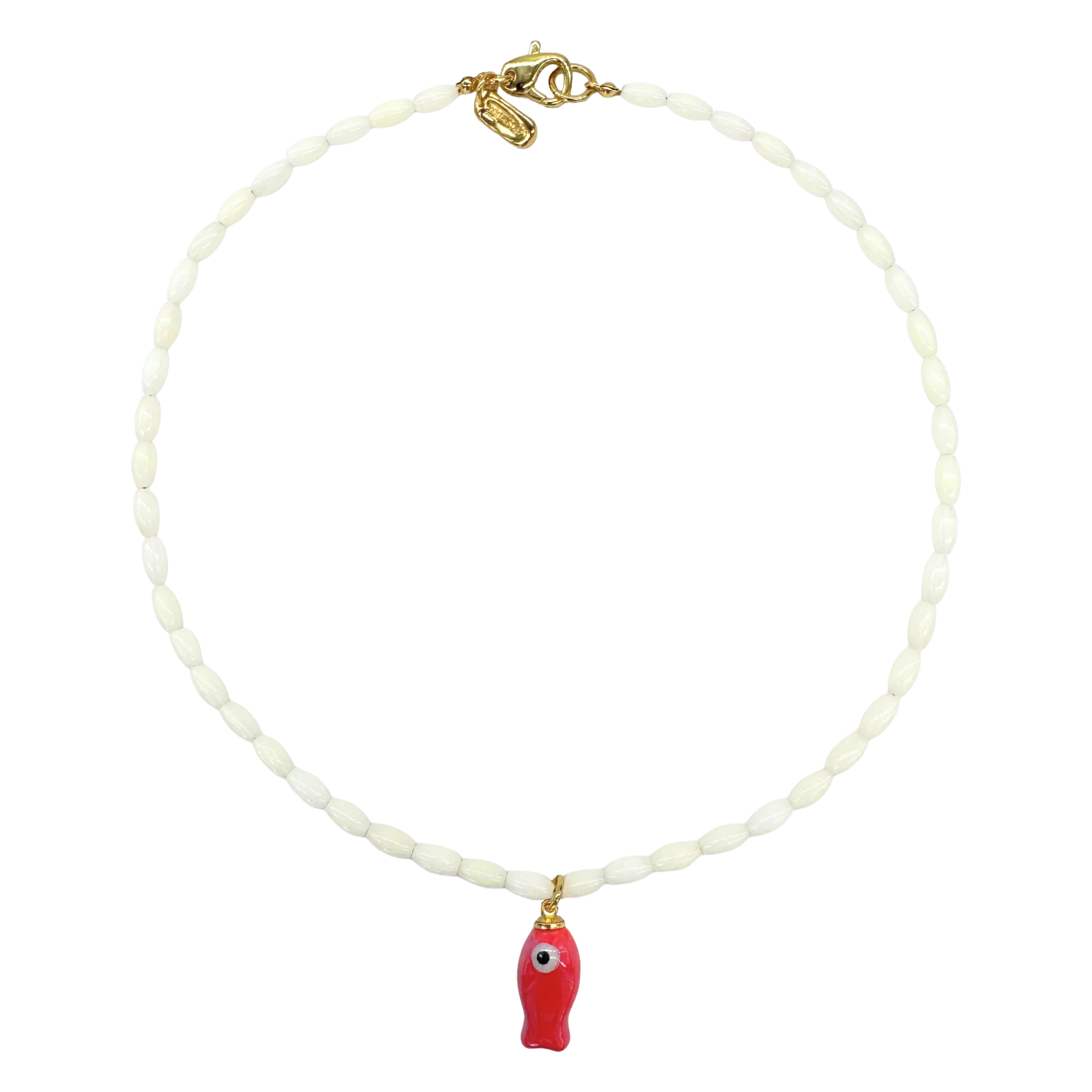LOGAN TAY White Beaded Fish Necklace