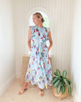 FINAL SALE BANJANAN Hannah Dress Folk Floral Sky