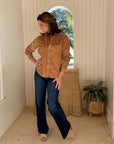 FRANK & EILEEN Eileen Button Up Camel Courduroy