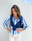 FRANK & EILEEN Sylvio Wide Blue Stripe