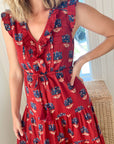 MER ST. BARTH Giselle Maxi Dress Bordeaux Block Print