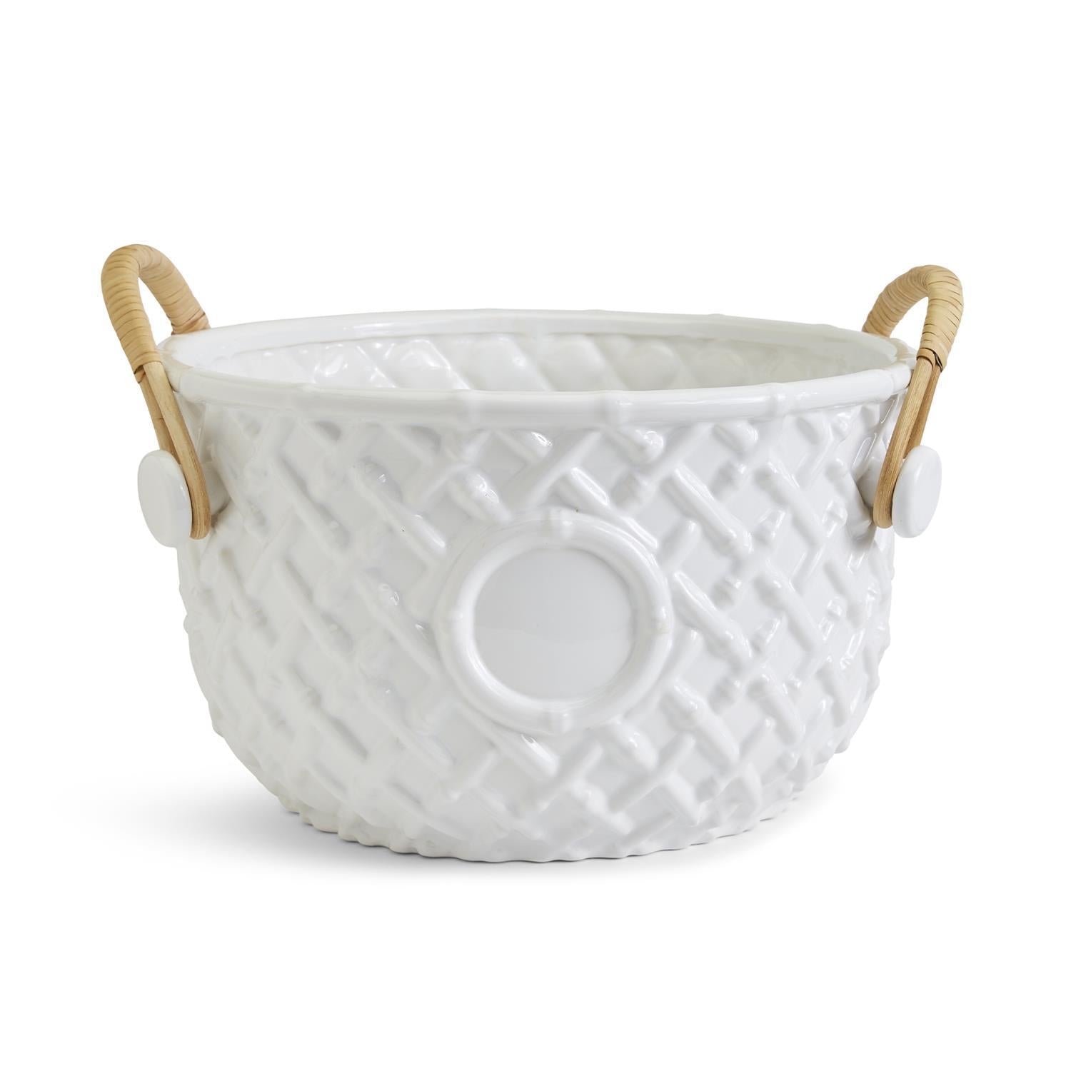 Hampton Faux Bamboo Fretwork Party Bucket with Bamboo Handles