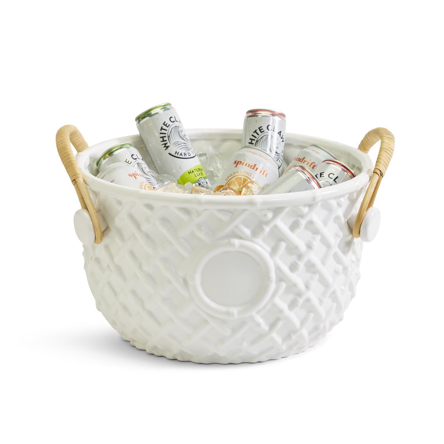 Hampton Faux Bamboo Fretwork Party Bucket with Bamboo Handles