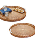 Round Wicker Tray with Handles Large