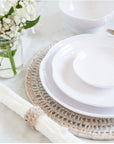 Ruffle White Melamine Round Dinner Plate Set/4