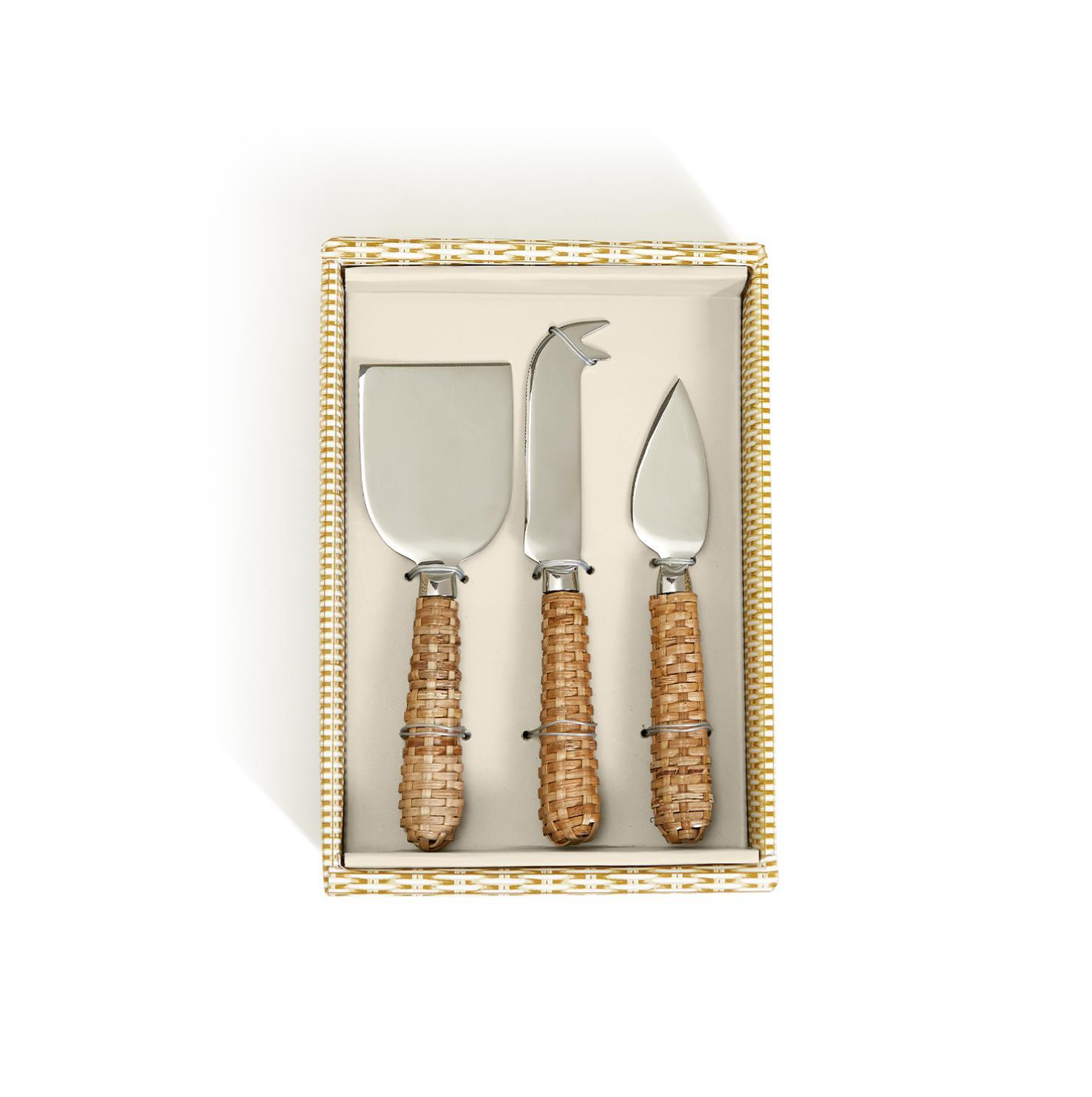 Wicker Weave Set/3 Cheese Knives