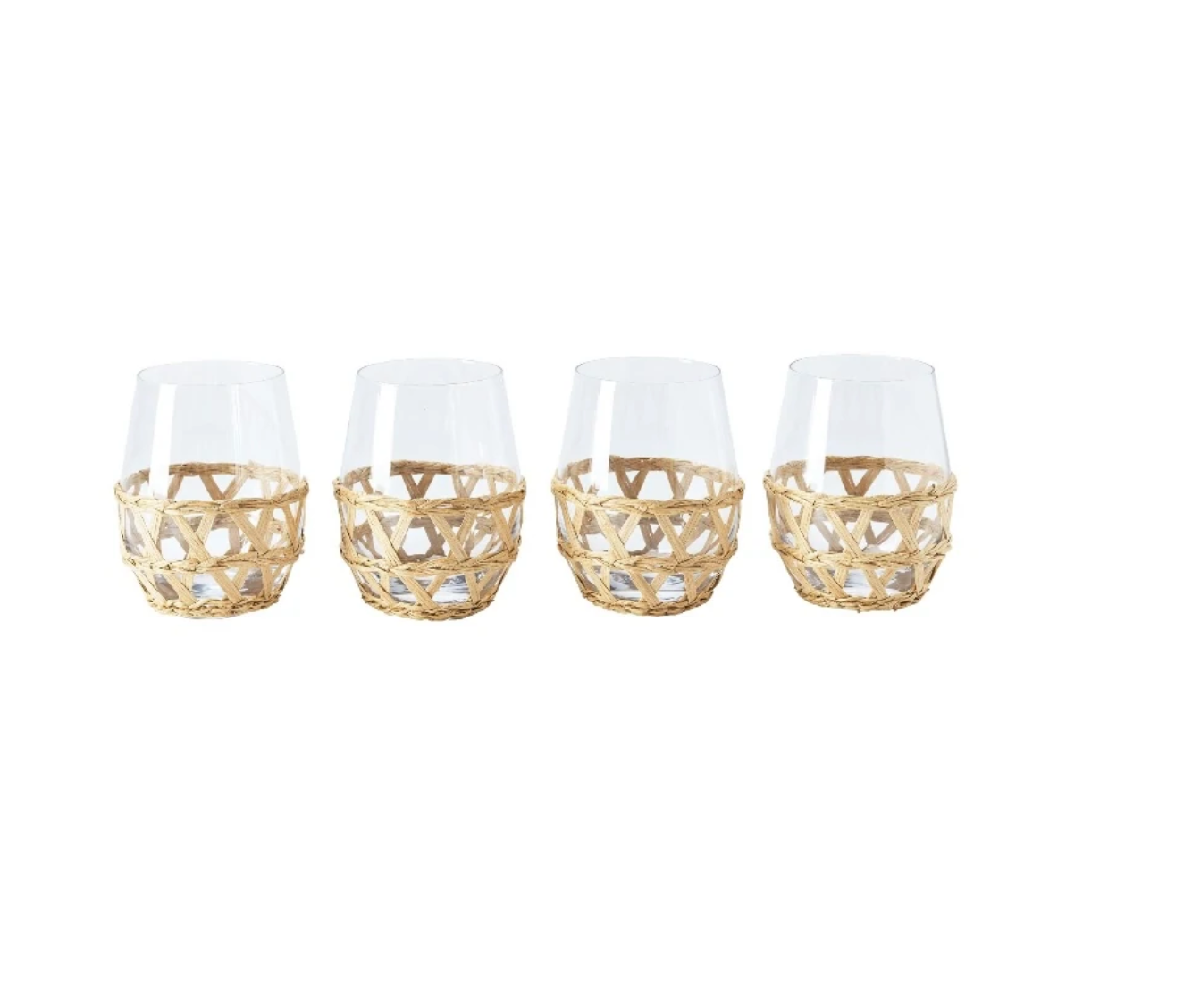 Island Wrapped Stemless Wine Glass Natural- Set of 4