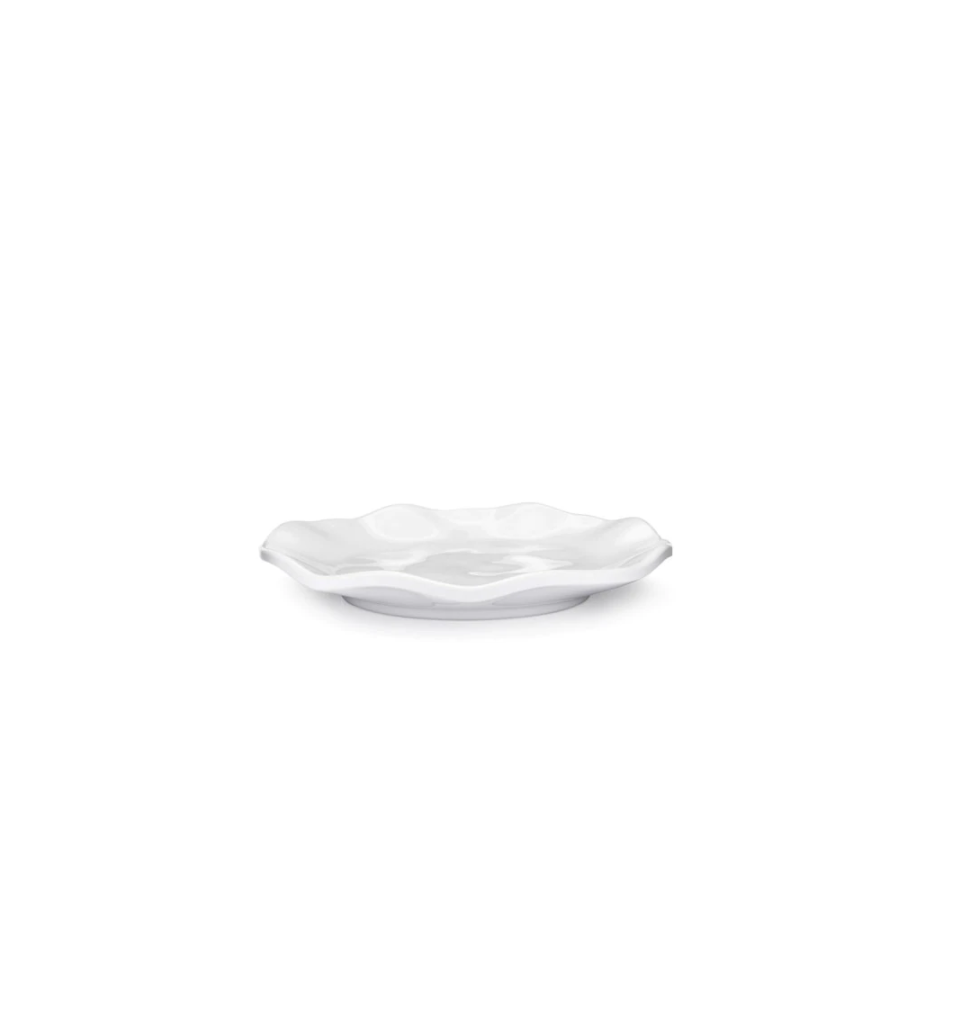 Ruffle White Melamine Canape Plate-Set/4