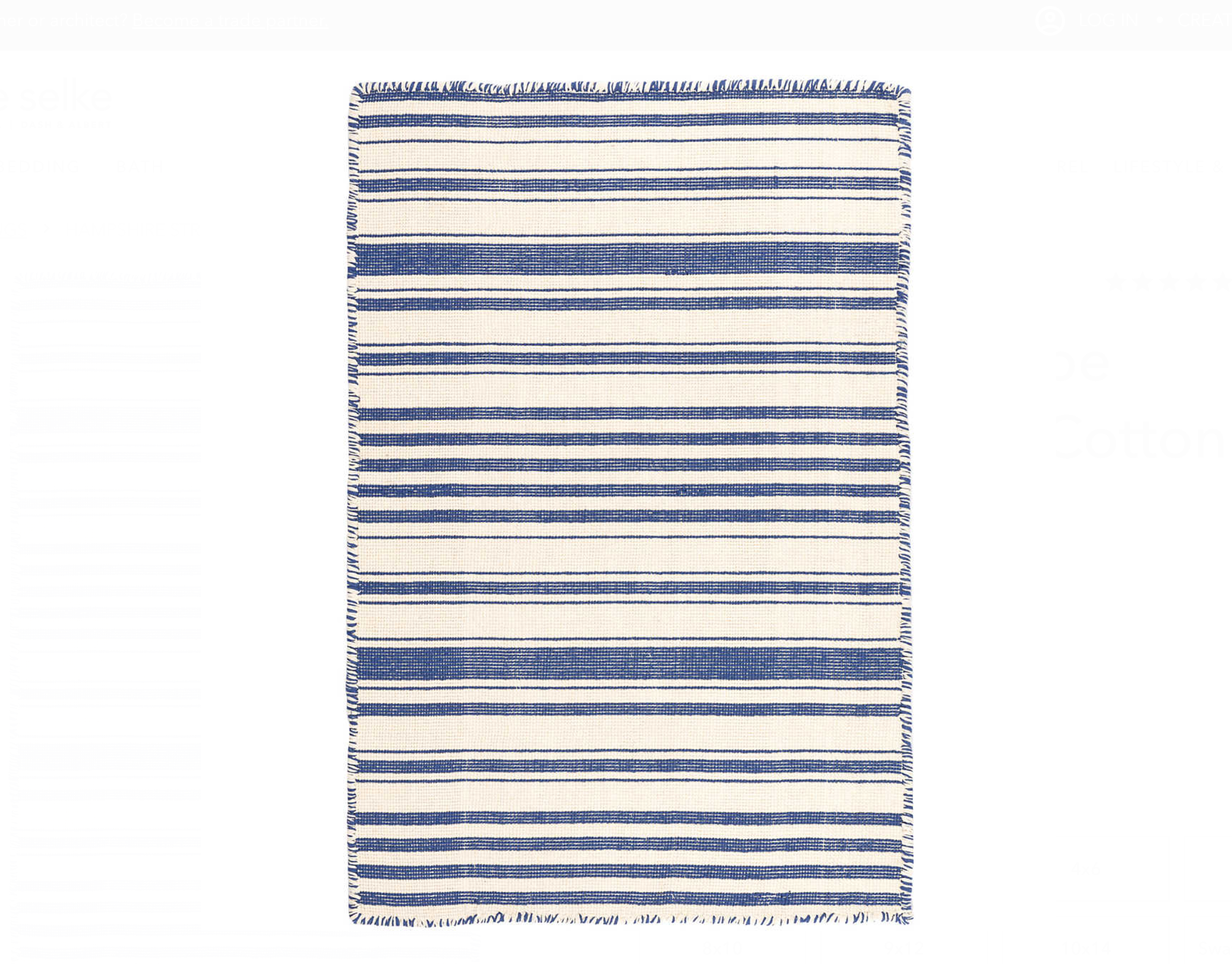 DASH &amp; ALBERT Hampshire Stripe Cobalt Woven Cotton Rug 2x3