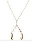 JANE WIN Lucky Gold Wishbone Pendant with 18'-20' Delicate Chain