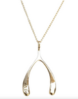 JANE WIN Lucky Gold Wishbone Pendant with 18'-20' Delicate Chain