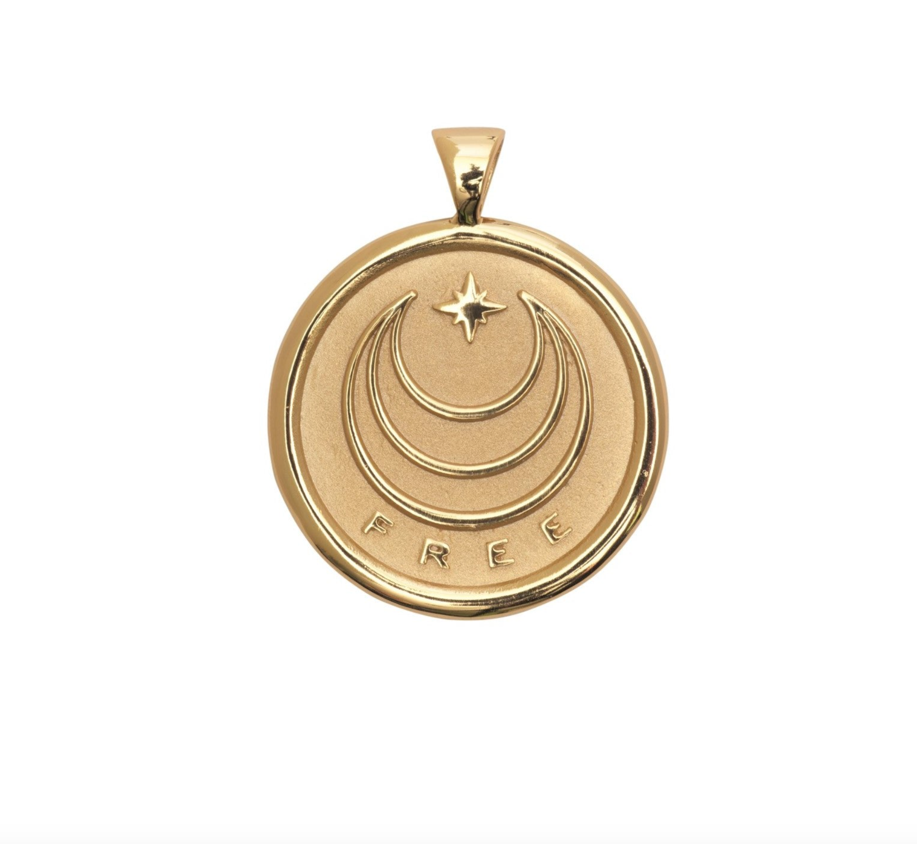 JANE WIN Free Pendant Coin Necklace with 18&quot; Drawn Link Chain