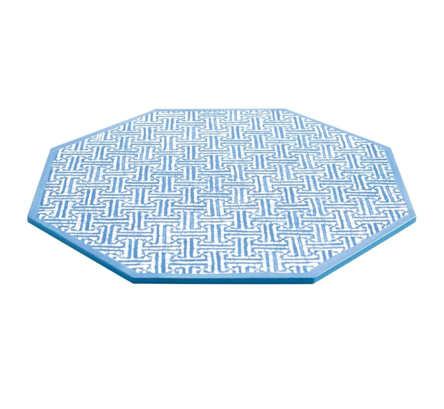 Fretwork Octagonal Lacquer Placemat in Blue Set/4