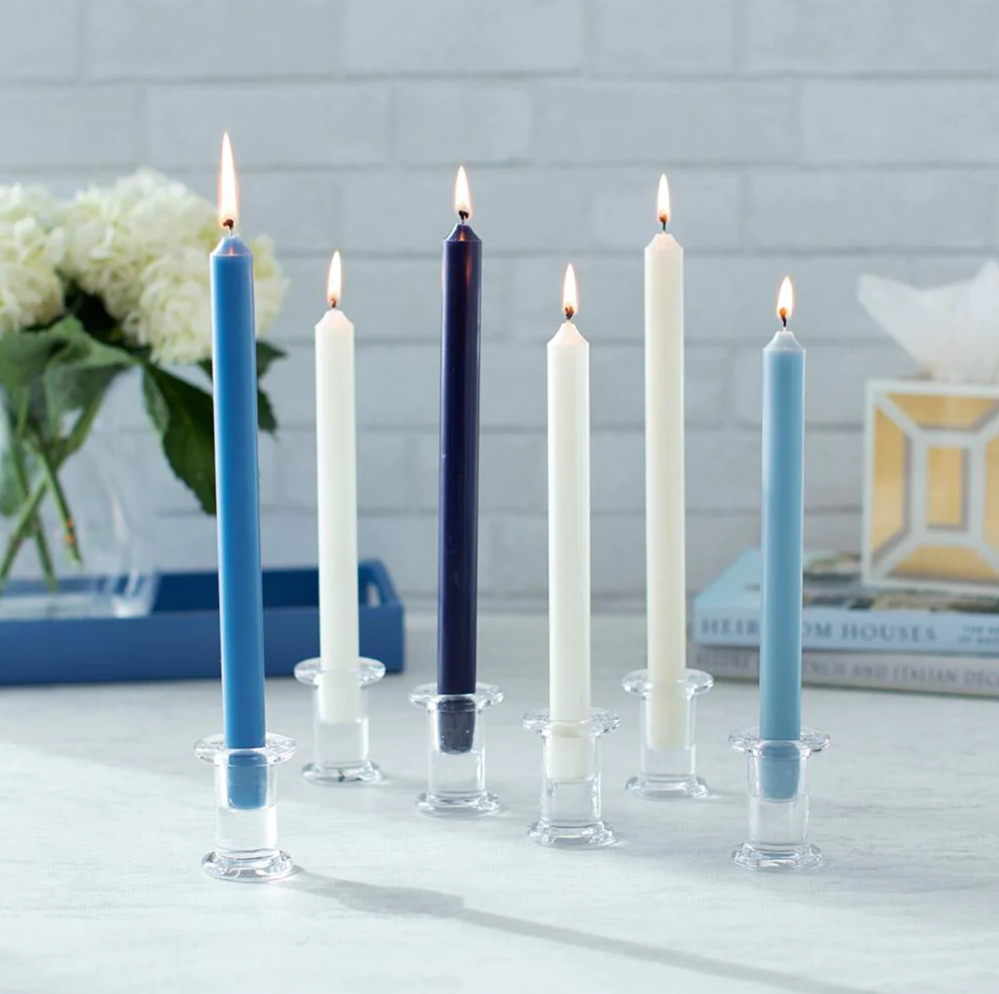Straight Taper 10&quot; Candles in Marine Blue Set/2