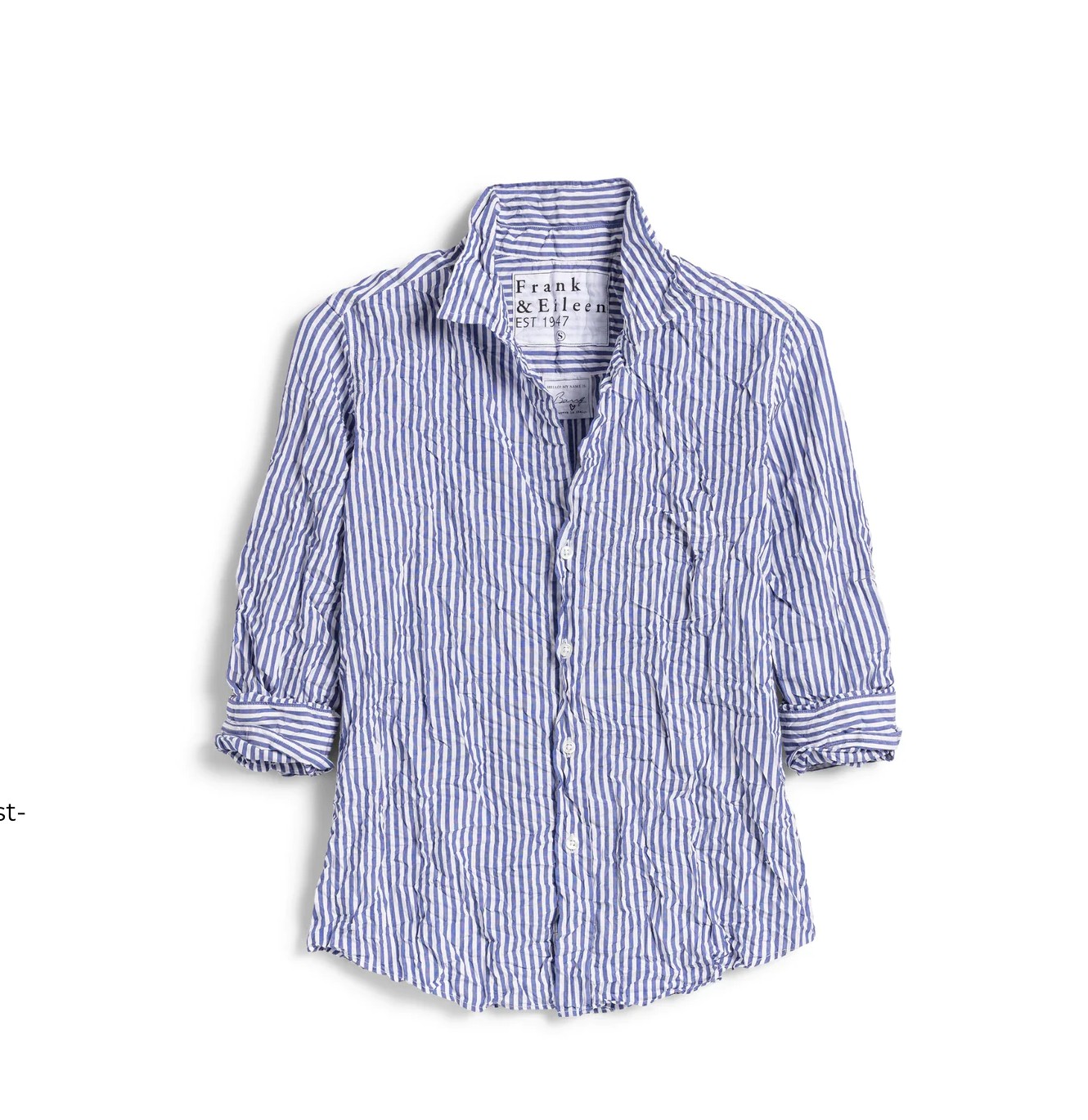 FRANK &amp; EILEEN Barry Button-Up Crinkle Blue &amp; White Stripe